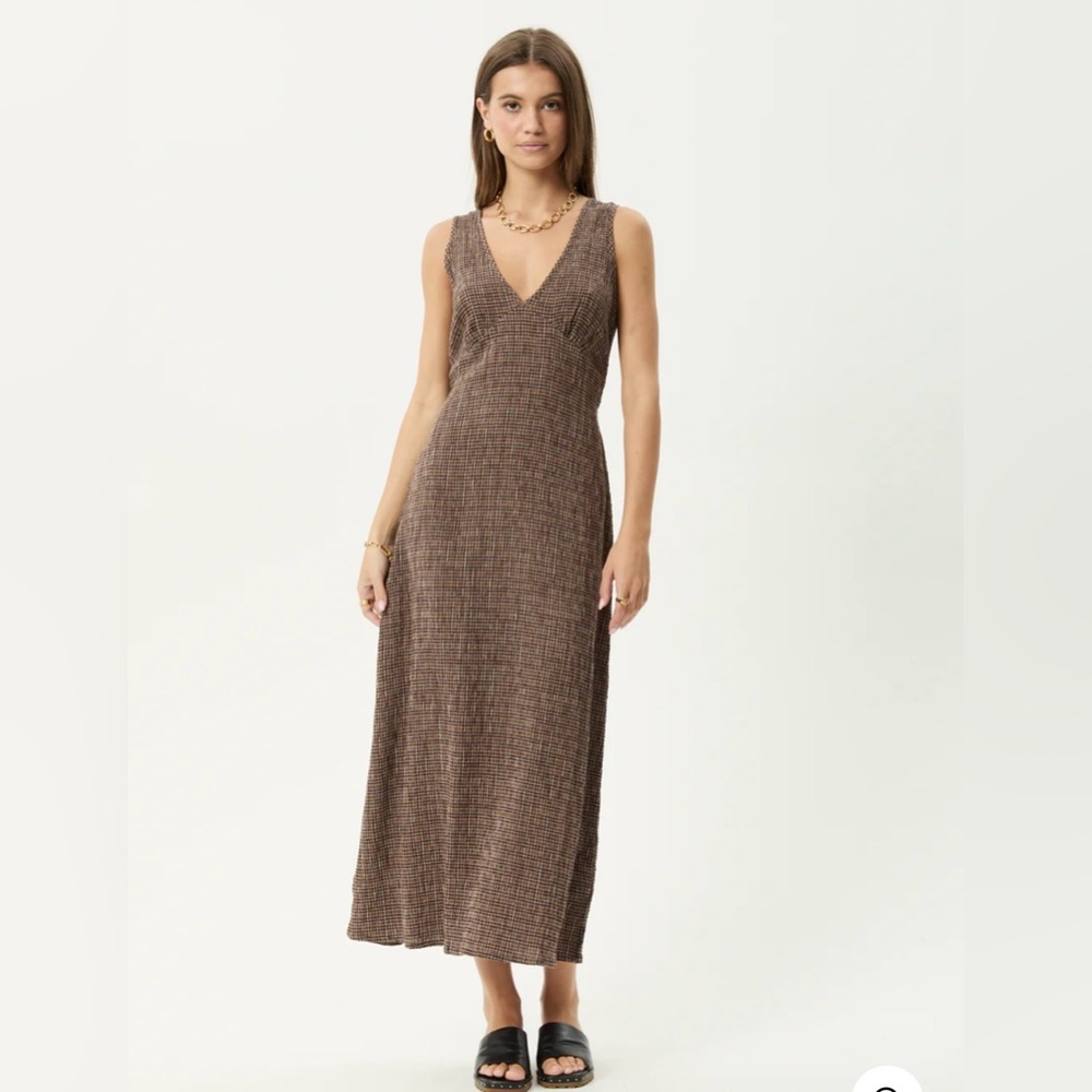Afends women’s hometown - seersucker maxi dress - coffee